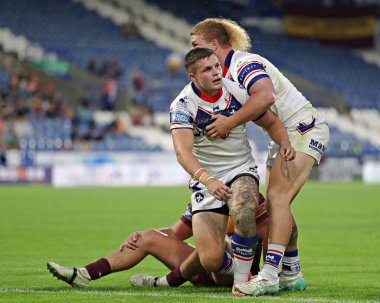 Wakefield Trinity 'den Cameron Scott, 18 Temmuz 2025' te İngiltere 'nin Accu Stadyumu' nda oynanan 19. Betfred Süper Lig karşılaşmasında Huddersfield Giants - Wakefield Trinity maçında gol atmasını kutluyor.