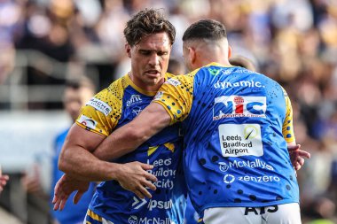 Leeds Rhinos takımından Brodie Croft, 18 Temmuz 2025 'te Leeds Stadyumu' nda oynanan 19. Betfred Süper Ligi karşılaşmasında Leeds Rhinos ve Salford Red Devils maçında ısındı.