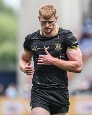 Hull FC 'den Harvey Barron 19. Betfred Süper Lig karşılaşmasında Wigan Warriors, Hull FC' ye karşı Brick Community Stadyumu, Wigan, Birleşik Krallık 'ta 19 Temmuz 2025