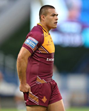 Huddersfield Giants takımının Tuimoala Lolohea 'sı 19. Betfred Süper Ligi karşılaşmasında Huddersfield Giants, Wakefield Trinity' ye karşı Accu Stadyumu, Huddersfield, İngiltere, 18 Temmuz 2025
