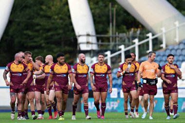 Huddersfield, Huddersfield Giants 'dan Jacob Gagai' nin 19. Huddersfield Giants 'a karşı Wakefield Trinity' nin Accu Stadyumu, Huddersfield, Birleşik Krallık 'ta oynadığı maçın ardından kendi deneme çizgisine doğru yürüdü.