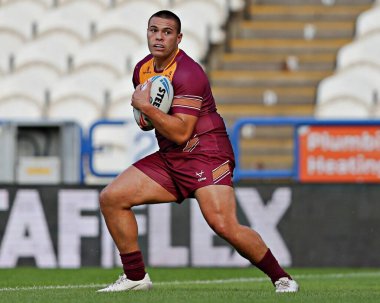 Huddersfield Giants takımının Tuimoala Lolohea 'sı 19. Betfred Süper Ligi karşılaşmasında Huddersfield Giants, Wakefield Trinity' ye karşı Accu Stadyumu, Huddersfield, İngiltere, 18 Temmuz 2025