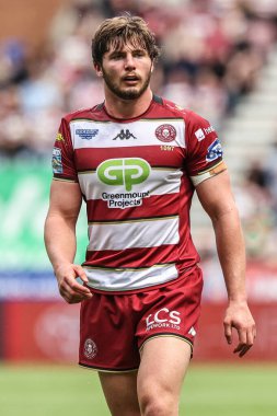 Wigan Warriors 'dan Ethan Havard 19. Betfred Süper Lig karşılaşmasında Wigan Warriors, Hull FC' ye karşı Brick Community Stadyumu, Wigan, İngiltere, 19 Temmuz 2025