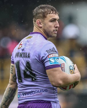 Warrington Wolves 'tan Sam Powell 19. Betfred Süper Ligi karşılaşmasında Castleford Tigers, Warrington Wolves' a karşı 20 Temmuz 2025 'te The Mend-A-Hose Jungle, Castleford, Birleşik Krallık' ta.