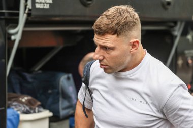 Warrington Wolves 'tan George Williams, 20 Temmuz 2025' te İngiltere 'nin Castleford kentinde oynanan 19. Betfred Süper Lig karşılaşmasında Warrington Wolves' a karşı Castleford maçına geldi.