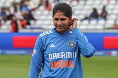 Hintli oyuncular 3. Metro Bankası Bir Gün Uluslararası İngiltere Kadınlar, Banks Riverside Stadyumu, Chester-le-street, Birleşik Krallık 22 Temmuz 2025 'te Hindistan Kadınlarına Karşı