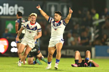 Wakefield Trinity 'den Mason Lino, 24 Temmuz 2025' te Wakefield, İngiltere 'deki DIY Kitchens Stadyumu' nda oynanan Betfred Süper Lig 20. maçında Wakefield adına attığı golü ve maçı kazandı.