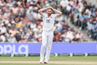 İngiliz Chris Woakes, 4. Rothesay Test Maçı 'nda Hindistan' a karşı Old Trafford Cricket Ground, Manchester, Birleşik Krallık, 26 Temmuz 2025 'te oynanan 4.