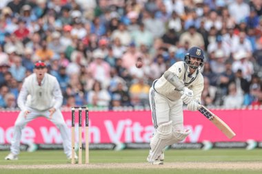 Hintli Ravindra Jadeja, 27 Temmuz 2025 'te Old Trafford Cricket Ground, Manchester, Birleşik Krallık' ta oynanan 4. Rothesay Test Maçı 5.