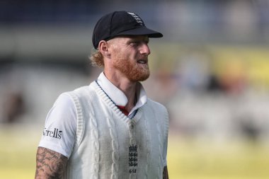 İngiltere kaptanı Ben Stokes, 4. Rothesay Test Maçı 'nda Hindistan' a karşı Old Trafford Cricket Ground, Manchester, İngiltere 'de oynanan 4.