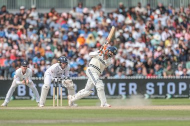 Hintli Ravindra Jadeja, 27 Temmuz 2025 'te Old Trafford Cricket Ground, Manchester, Birleşik Krallık' ta oynanan 4. Rothesay Test Maçı 5.