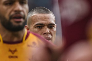 Huddersfield Giants takımından Tui Lolohea, Betfred Süper Lig maçının 20 'nci raundunda MKM Stadyumu' nda Huddersfield Giants 'a karşı oynandı.