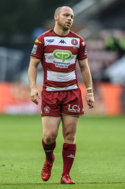 Wigan Warriors takımından Liam Marshall, 25 Temmuz 2025 'te İngiltere' nin Wigan kentinde oynanan Wigan Warriors - Catalans Dragons maçında Wigan Warriors maçını izledi.