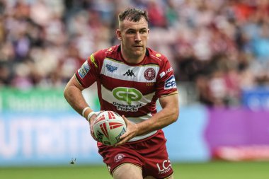 Wigan Warriors takımından Harry Smith 25 Temmuz 2025 'te İngiltere' nin Wigan şehrindeki Brick Community Stadyumu 'nda Wigan Warriors ile Catalans Dragons arasındaki 20.