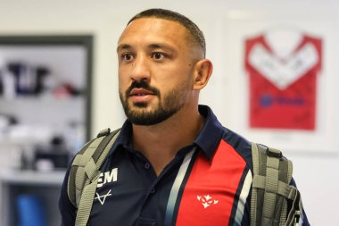 Hull KR 'dan Elliot Minchella, 31 Temmuz 2025' te İngiltere 'nin Eccles kentindeki Salford Community Stadyumu' nda oynanan 20. Salford Red Devils vs Hull KR karşılaşmasında geldi.