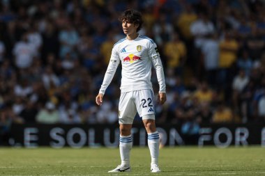 Leeds United takımından Ao Tanaka, 2 Ağustos 202 'de Leeds Road, Leeds, İngiltere' de Leeds United ve Villarreal maçında karşılaştı.
