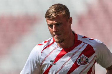 Sunderland 'dan Daniel Ballard, 2 Ağustos 202' de Stadium Of Light, Sunderland, İngiltere 'de oynanan sezon öncesi hazırlık maçında Sunderland-Real Betis maçında ısındı.