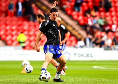 Exeter City 'den Charlie Cummins maç öncesi ısınma maçında Doncaster Rovers' a karşı Exeter City Eco-Power Stadyumu, Doncaster, İngiltere 