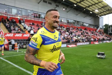 Warrington Wolves takımından Paul Vaughan, Birleşik Krallık 'taki Leigh Spor Köyü' nde oynanan Betfred Süper Lig 20. Leigh Leopards - Warrington Wolves maçında 300.