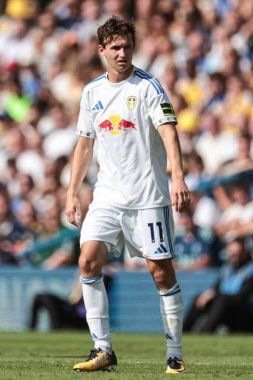 Leeds United takımından Brenden Aaronson, Leeds United ile Villarreal 'in 2 Ağustos 202' de oynanan Elland Road, Leeds, İngiltere maçında karşı karşıya geldi.