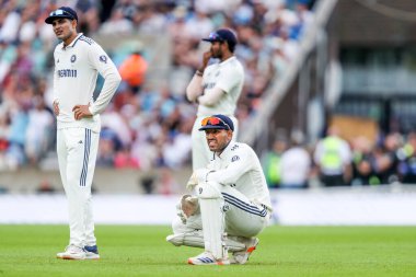 Hindistan, 5. Rothesay Test Maçı 'nda kaçırılan bir şans üzerine tepki verir. 4. İngiltere, Hindistan' a karşı Kia Oval, Londra, İngiltere, 3 Ağustos 2025