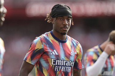 Arsenal 'den Noni Madueke, sezon öncesi dostluk maçı öncesinde Arsenal, 6 Ağustos 2025' te Emirates Stadyumu 'nda Villarreal' e karşı.