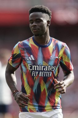 Arsenal takımından Bukayo Saka, 6 Ağustos 2025 tarihinde Emirates Stadyumu 'nda oynanan Arsenal-Villarreal maçında