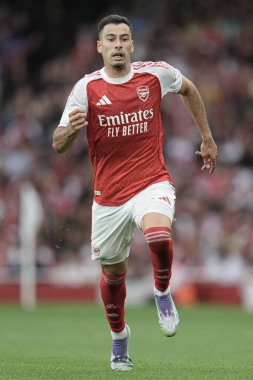 Arsenal takımından Gabriel Martinelli, 6 Ağustos 2025 tarihinde Emirates Stadyumu 'nda oynanan Arsenal-Villarreal maçında...