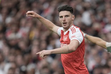 Arsenal 'den Declan Rice, 6 Ağustos 2025' te Emirates Stadyumu 'nda Arsenal ile Villarreal arasında oynanan sezon öncesi dostluk maçı sırasında