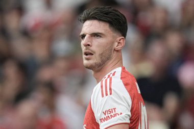 Arsenal 'den Declan Rice, 6 Ağustos 2025' te Emirates Stadyumu 'nda Arsenal ile Villarreal arasında oynanan sezon öncesi dostluk maçı sırasında