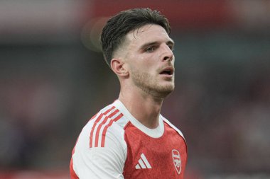 Arsenal 'den Declan Rice, 6 Ağustos 2025' te Emirates Stadyumu 'nda Arsenal ile Villarreal arasında oynanan sezon öncesi dostluk maçı sırasında