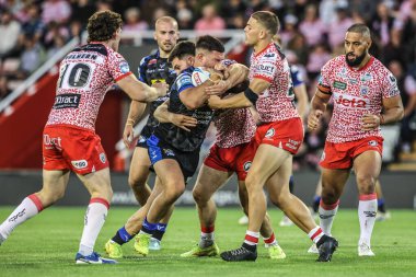 Leeds Rhinos takımından James Bentley, Leigh Sports Village, Leigh, İngiltere 'de Leigh Leigh Leeds Rhinos' a karşı oynanan 21.