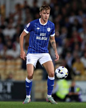 Cardiff City F.C. 'den Joel Bagan. Gök İddia Ligi 1 maçı sırasında Port Vale, Cardiff City 'ye karşı Vale Park, Burslem, İngiltere, 7 Ağustos 2025
