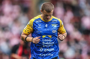 Leeds Rhinos takımının oyuncusu Ash Handley, Betfred Süper Lig 21 'inci maçında Leigh Leeds Rhinos' a karşı Leigh Spor Köyü, Leigh, İngiltere, 7 Ağustos 2025 'te oynanan karşılaşmada ısındı.