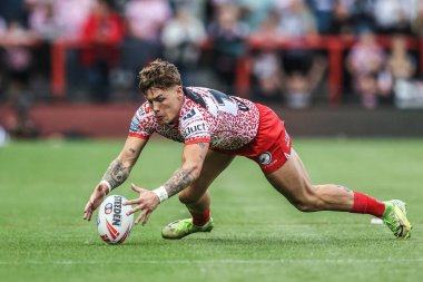 Leigh Leoparları 'ndan Keanan Brand 21. Betfred Süper Ligi karşılaşmasında Leigh Leeds Rhinos' a karşı Leigh Spor Köyü, Leigh, İngiltere, 7 Ağustos 2025
