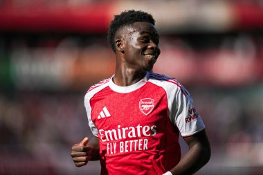 Arsenal 'den Bukayo Saka, 9 Ağustos 2025' te İngiltere 'nin Emirates Stadyumu' nda oynanan Arsenal - Athletic Bilbao maçında