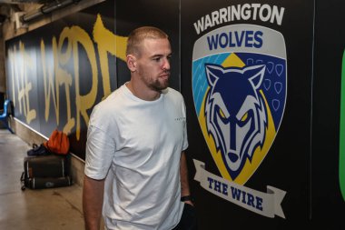 Warrington Wolves takımından Matt Dufty, 21. Betfred Süper Ligi karşılaşmasında Wigan Warriors 'a karşı Halliwell Jones Stadyumu, Warrington, Birleşik Krallık, 8 Ağustos 2025