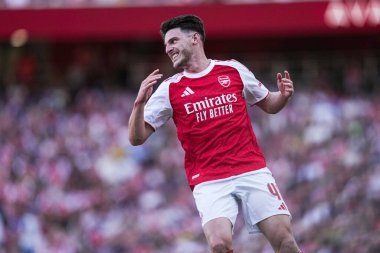 Arsenal 'den Declan Rice, 9 Ağustos 2025 tarihinde Birleşik Krallık, Londra' daki Emirates Stadyumu 'nda oynanan Arsenal - Athletic Bilbao maçında