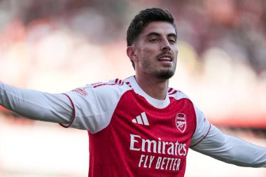 Arsenal 'den Kai Havertz, 9 Ağustos 2025' te İngiltere 'nin Emirates Stadyumu' nda oynanan sezon öncesi dostluk maçı Arsenal - Athletic Bilbao maçında golü kutluyor.