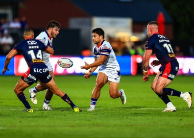 Wakefield Trinity takımından Mason Lino, Wakefield Stadyumu, Wakefield, Birleşik Krallık 'ta oynanan 21.