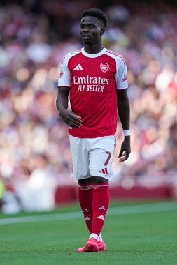 Arsenal 'den Bukayo Saka, 9 Ağustos 2025' te İngiltere 'nin Emirates Stadyumu' nda oynanan Arsenal - Athletic Bilbao maçında