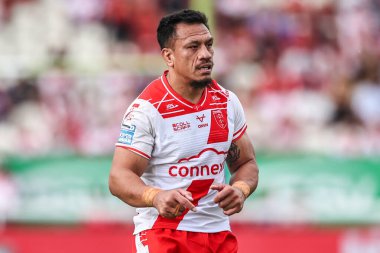 Hull KR takımından Sauaso Sue 21. Betfred Süper Ligi karşılaşmasında Hull KR, Sewell Group Craven Park 'ta Castleford Tigers' a karşı 9 Ağustos 2025 'te Kingston upon Hull, İngiltere