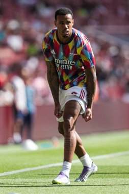 Gabriel of Arsenal, sezon öncesi dostluk maçı öncesinde Arsenal, 9 Ağustos 2025 'te Emirates Stadyumu' nda Athletic Bilbao 'ya karşı.