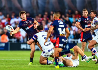 St. Helens Deon Cross, Wakefield Trinity - St Helens maçında, 8 Ağustos 2025 'te, Wakefield, İngiltere' deki DIY Kitchens Stadyumu 'nda oynanan Betfred Süper Ligi 21.