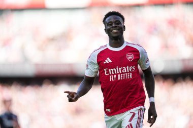 Arsenal 'den Bukayo Saka, 9 Ağustos 2025' te Emirates Stadyumu 'nda oynanan sezon öncesi dostluk maçı Arsenal - Athletic Bilbao maçında golünü kutluyor.