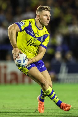 Warrington Wolves takımından George Williams 21. Betfred Süper Ligi karşılaşmasında Warrington Wolves, Wigan Warriors 'a karşı Halliwell Jones Stadyumu, Warrington, Birleşik Krallık, 8 Ağustos 2025