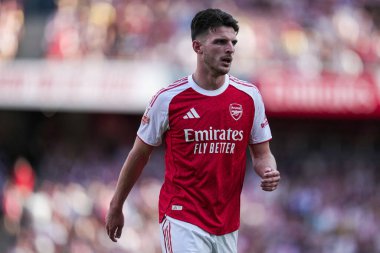 Arsenal 'den Declan Rice, 9 Ağustos 2025 tarihinde Birleşik Krallık, Londra' daki Emirates Stadyumu 'nda oynanan Arsenal - Athletic Bilbao maçında