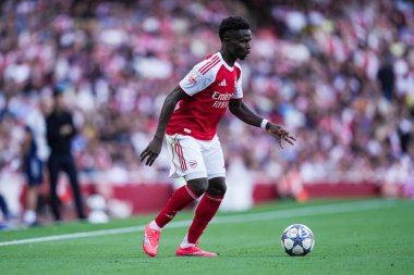 Arsenal 'den Bukayo Saka, 9 Ağustos 2025' te İngiltere 'nin Emirates Stadyumu' nda oynanan Arsenal - Athletic Bilbao maçında