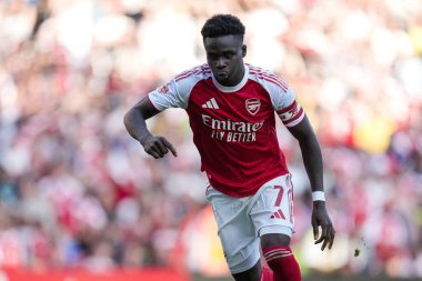 Arsenal 'den Bukayo Saka, 9 Ağustos 2025' te İngiltere 'nin Emirates Stadyumu' nda oynanan Arsenal - Athletic Bilbao maçında