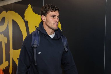 Warrington Wolves 'tan Sam Stone, 21. Betfred Süper Lig karşılaşmasında Warrington Wolves' a karşı Wigan Warriors maçı sırasında 8 Ağustos 2025 'te Warrington, Warrington' daki Halliwell Jones Stadyumu 'na geldi.